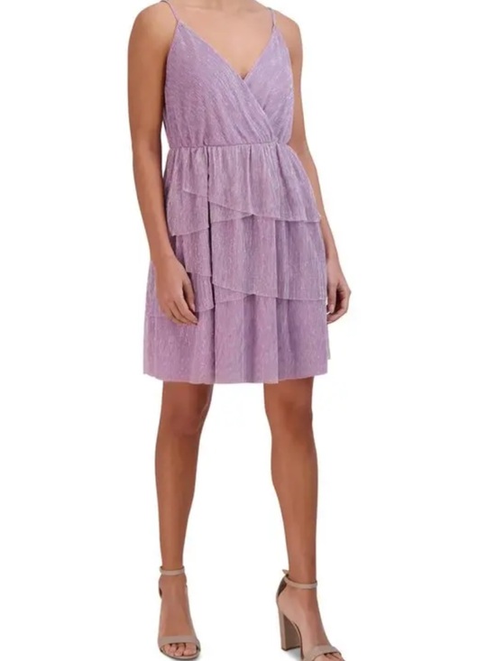 BCBGeneration Dresses & Skirts - BCBG Generation Lavender Metallic Ruffled Tiered Mini Dress NWT